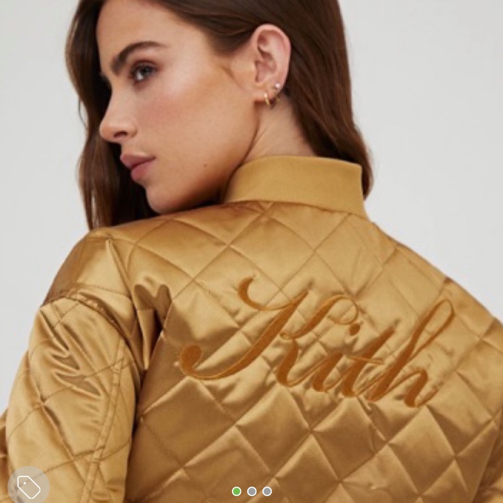 Kith navy and gold reversible bomber